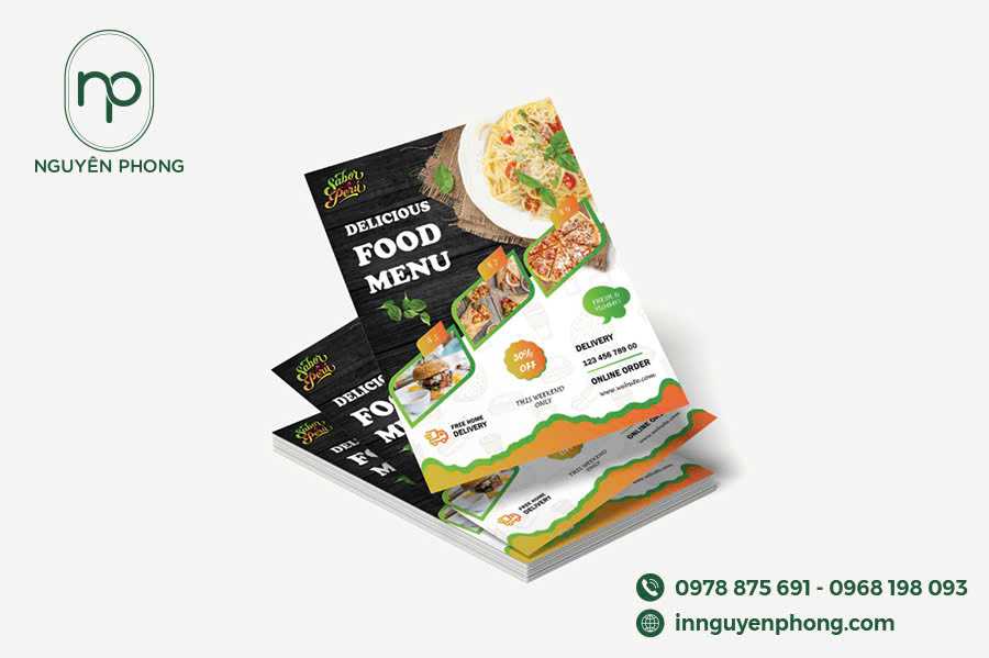 Kích thước in menu từ giấy Brisol